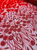 Luxury 3D Floral/Butterfly Beaded lace 54” Wide| New Creations Fabric & Foam Inc. - New Creations Fabric & Foam Inc