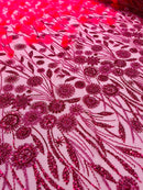 Luxury 3D Floral/Butterfly Beaded lace 54” Wide| New Creations Fabric & Foam Inc. - New Creations Fabric & Foam Inc