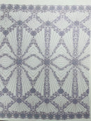 Luxury Bridal Fabric with Geometric Beading on a mesh 54” Wide| New Creations Fabric & Foam Inc. - New Creations Fabric & Foam Inc