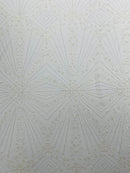 Luxury Bridal Fabric with Geometric Beading on a mesh 54” Wide| New Creations Fabric & Foam Inc. - New Creations Fabric & Foam Inc
