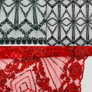 Luxury Bridal Fabric with Geometric Beading on a mesh 54” Wide| New Creations Fabric & Foam Inc. - New Creations Fabric & Foam Inc