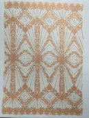 Luxury Bridal Fabric with Geometric Beading on a mesh 54” Wide| New Creations Fabric & Foam Inc. - New Creations Fabric & Foam Inc