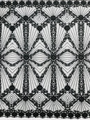 Luxury Bridal Fabric with Geometric Beading on a mesh 54” Wide| New Creations Fabric & Foam Inc. - New Creations Fabric & Foam Inc