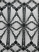 Luxury Bridal Fabric with Geometric Beading on a mesh 54” Wide| New Creations Fabric & Foam Inc. - New Creations Fabric & Foam Inc