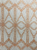 Luxury Bridal Fabric with Geometric Beading on a mesh 54” Wide| New Creations Fabric & Foam Inc. - New Creations Fabric & Foam Inc
