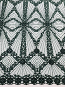 Luxury Bridal Fabric with Geometric Beading on a mesh 54” Wide| New Creations Fabric & Foam Inc. - New Creations Fabric & Foam Inc