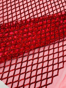 Luxury Diamond Design Mini Glitz Sequins On A Mesh 54” Wide| New Creations Fabric & Foam Inc. - New Creations Fabric & Foam Inc