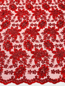Metallic floral lace design embroidered 54" Wide | New Creations Fabric & Foam Inc. - New Creations Fabric & Foam Inc
