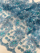 Metallic floral lace design embroidered 54" Wide | New Creations Fabric & Foam Inc. - New Creations Fabric & Foam Inc