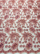 Metallic floral lace design embroidered 54" Wide | New Creations Fabric & Foam Inc. - New Creations Fabric & Foam Inc