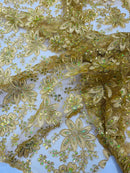 Metallic floral lace design embroidered 54" Wide | New Creations Fabric & Foam Inc. - New Creations Fabric & Foam Inc