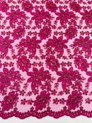 Metallic floral lace design embroidered 54" Wide | New Creations Fabric & Foam Inc. - New Creations Fabric & Foam Inc