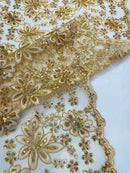 Metallic floral lace design embroidered 54" Wide | New Creations Fabric & Foam Inc. - New Creations Fabric & Foam Inc