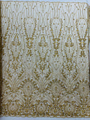 Modern Luxury Beaded Fabric Embroidered on a Mesh Lace 54” Wide| New Creations Fabric & Foam Inc. - New Creations Fabric & Foam Inc