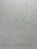 Modern Luxury Beaded Fabric Embroidered on a Mesh Lace 54” Wide| New Creations Fabric & Foam Inc. - New Creations Fabric & Foam Inc
