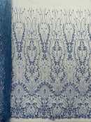 Modern Luxury Beaded Fabric Embroidered on a Mesh Lace 54” Wide| New Creations Fabric & Foam Inc. - New Creations Fabric & Foam Inc