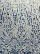 Modern Luxury Beaded Fabric Embroidered on a Mesh Lace 54” Wide| New Creations Fabric & Foam Inc. - New Creations Fabric & Foam Inc