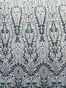 Modern Luxury Beaded Fabric Embroidered on a Mesh Lace 54” Wide| New Creations Fabric & Foam Inc. - New Creations Fabric & Foam Inc