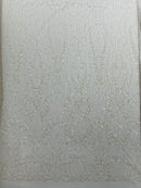 Modern Luxury Beaded Fabric Embroidered on a Mesh Lace 54” Wide| New Creations Fabric & Foam Inc. - New Creations Fabric & Foam Inc