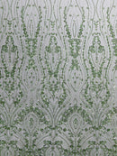 Modern Luxury Beaded Fabric Embroidered on a Mesh Lace 54” Wide| New Creations Fabric & Foam Inc. - New Creations Fabric & Foam Inc