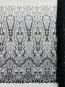 Modern Luxury Beaded Fabric Embroidered on a Mesh Lace 54” Wide| New Creations Fabric & Foam Inc. - New Creations Fabric & Foam Inc