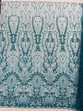 Modern Luxury Beaded Fabric Embroidered on a Mesh Lace 54” Wide| New Creations Fabric & Foam Inc. - New Creations Fabric & Foam Inc