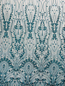 Modern Luxury Beaded Fabric Embroidered on a Mesh Lace 54” Wide| New Creations Fabric & Foam Inc. - New Creations Fabric & Foam Inc