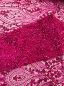 Modern Luxury Beaded Fabric Embroidered on a Mesh Lace 54” Wide| New Creations Fabric & Foam Inc. - New Creations Fabric & Foam Inc