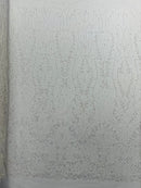 Modern Luxury Beaded Fabric Embroidered on a Mesh Lace 54” Wide| New Creations Fabric & Foam Inc. - New Creations Fabric & Foam Inc