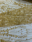 Modern Luxury Beaded Fabric Embroidered on a Mesh Lace 54” Wide| New Creations Fabric & Foam Inc. - New Creations Fabric & Foam Inc