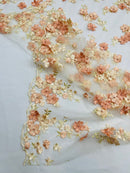 Multi Color 3d floral Daisy Design Embroider Lace 54" Wide| New Creations Fabric & Foam Inc. - New Creations Fabric & Foam Inc