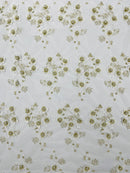 Multi Color 3D Floral Design Embroider with Pearls in a Mesh Lace Fabric| New Creations Fabric & Foam Inc. - New Creations Fabric & Foam Inc