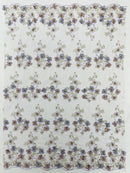 Multi Color 3D Floral Design Embroider with Pearls in a Mesh Lace Fabric| New Creations Fabric & Foam Inc. - New Creations Fabric & Foam Inc