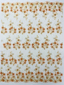 Multi Color 3D Floral Design Embroider with Pearls in a Mesh Lace Fabric| New Creations Fabric & Foam Inc. - New Creations Fabric & Foam Inc