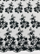Multi Color 3D Floral Design Embroider with Pearls in a Mesh Lace Fabric| New Creations Fabric & Foam Inc. - New Creations Fabric & Foam Inc