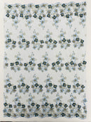 Multi Color 3D Floral Design Embroider with Pearls in a Mesh Lace Fabric| New Creations Fabric & Foam Inc. - New Creations Fabric & Foam Inc