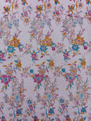 Multi Color Roses Glitter Design On A Mesh Lace Fabric| New Creations Fabric & Foam Inc - New Creations Fabric & Foam Inc