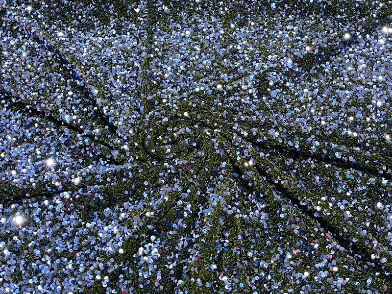 Navy Blue Sequin On A Stretch Velvet Fabric 5mm,58 Inches wide /Prom/ Sold By The Yard.