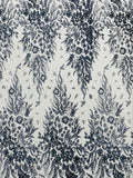 Big Glitter Damask Design On A Mesh Lace Fabric/Prom/Sold By The Yard