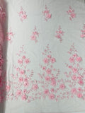 Orquidia 3d floral design embroider with pearls in a mesh lace fabric - prom - sold by the yard. - New Creations Fabric & Foam Inc