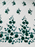 Orquidia 3d floral design embroider with pearls in a mesh lace fabric - prom - sold by the yard. - New Creations Fabric & Foam Inc