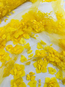 Orquidia 3d floral design embroider with pearls in a mesh lace fabric - prom - sold by the yard. - New Creations Fabric & Foam Inc