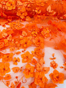 Orquidia 3d floral design embroider with pearls in a mesh lace fabric - prom - sold by the yard. - New Creations Fabric & Foam Inc