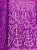 Paisley sequin design on a nude 4 way stretch mesh - prom - sold by the yard. - New Creations Fabric & Foam Inc