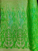 Paisley sequin design on a nude 4 way stretch mesh - prom - sold by the yard. - New Creations Fabric & Foam Inc