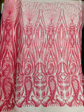Paisley sequin design on a nude 4 way stretch mesh - prom - sold by the yard. - New Creations Fabric & Foam Inc