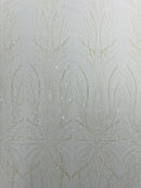Palm Beaded Damask Design Fabric| New Creations Fabric & Foam Inc. - New Creations Fabric & Foam Inc