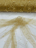 Pearl Glitter Studded Mesh Fabric| New Creations Fabric & Foam Inc. - New Creations Fabric & Foam Inc