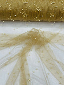 Pearl Glitter Studded Mesh Fabric| New Creations Fabric & Foam Inc. - New Creations Fabric & Foam Inc