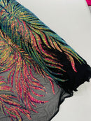 Phoenix Sequin Feather Fabric 54” Wide| New Creations Fabric & Foam Inc. - New Creations Fabric & Foam Inc